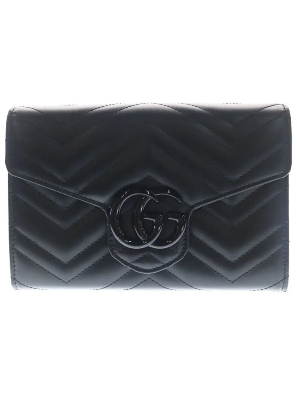 ★SOLD★ Gucci GG Marmont Chain Wallet Shoulder Bag Black Leather - Picture 1 of 6